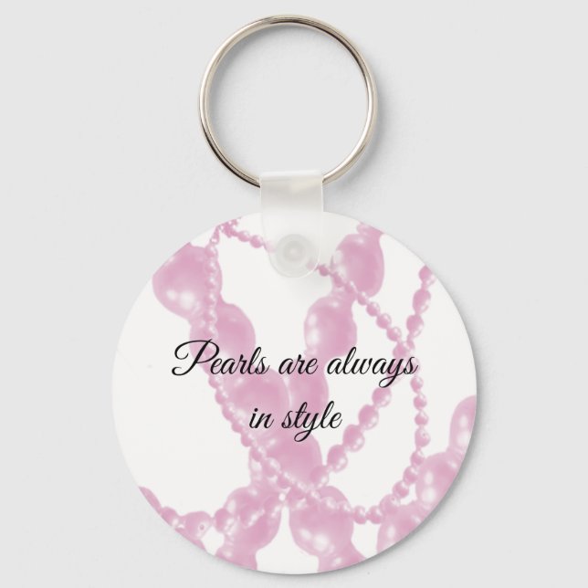 Classy Pink Pearls   Keychain (Front)
