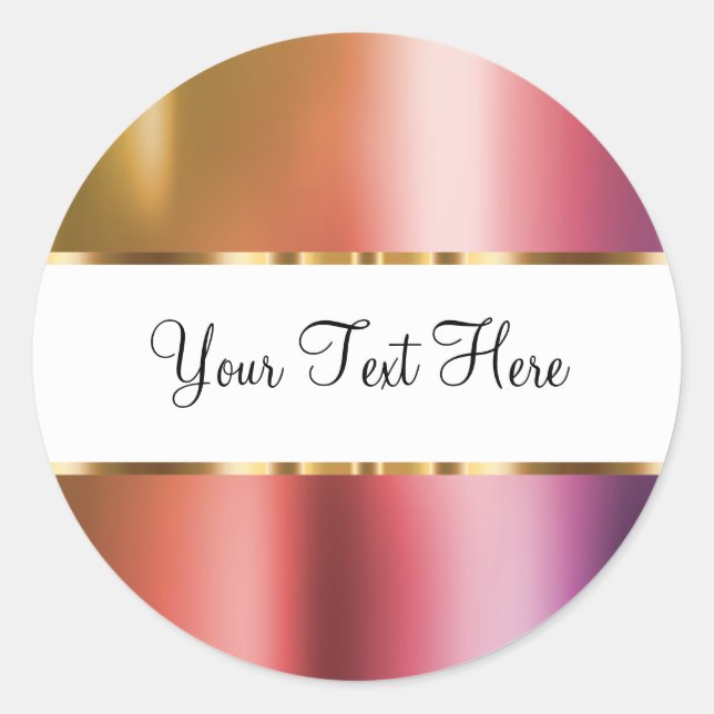 Classy Pink Rose Gold Custom Sticker Labels (Front)