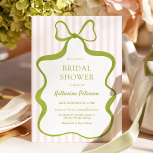 Classy Pink & Sage Bridal Shower Invitation