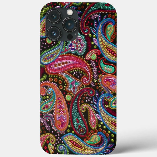 Classy Pink Turquoise Blue Green Paisley Art Case-Mate iPhone Case (Back)