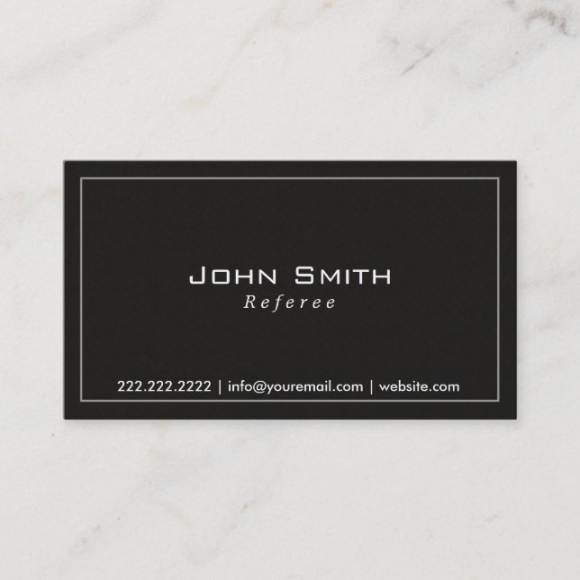 Classy Plain Dark Referee Business Card (Front)