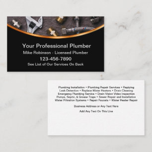 Classy Plumber Service Business Cards Design