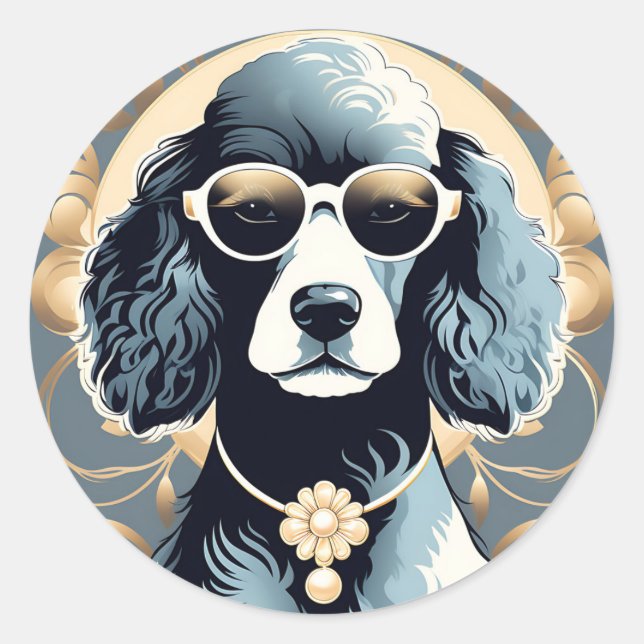 Classy Poodle Dog Classic Round Sticker (Front)