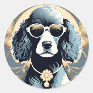 Classy Poodle Dog Classic Round Sticker