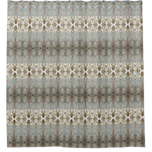 Classy Print Design With Blue Grey Shower Curtain
