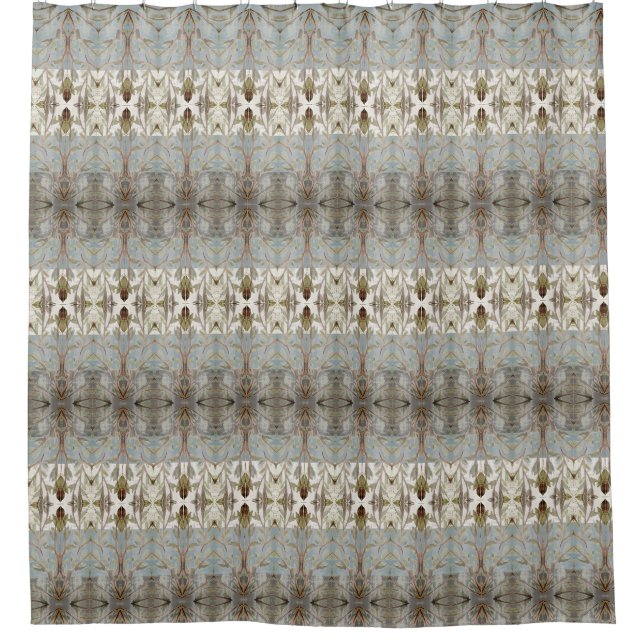 Classy Print Design With Blue Grey Shower Curtain (Front)