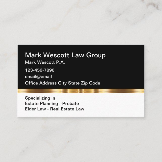Classy Probate And Estate Planning Attorney Business Card (Front)