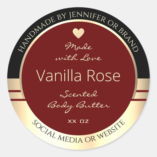 Classy Product Labels Black Black Burgundy Gold (Front)