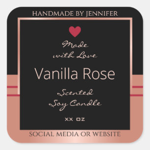 Classy Product Packaging Label Black and Rose Gold