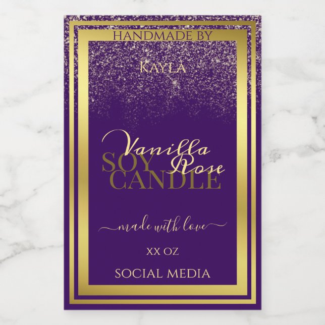 Classy Product Packaging Labels Purple and Gold (Single Label)