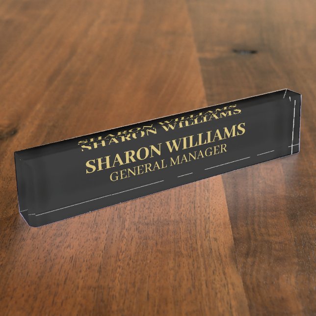 Classy Professional Black Gold Office Title Nameplate (Side)