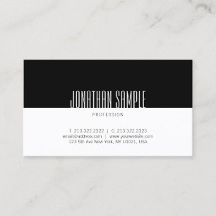 Classy Professional Design Black And White Plain Business Card