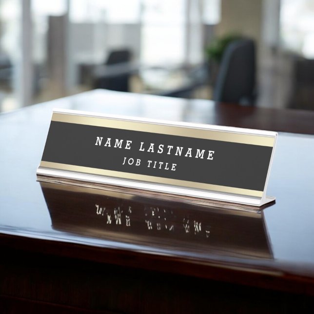 Classy Professional Elegant Black Gold  Desk Name Plate (Creator Uploaded)