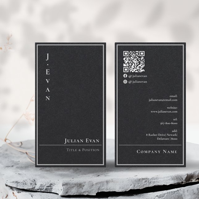 Classy Professional monochrome Black Business Card (Creator Uploaded)