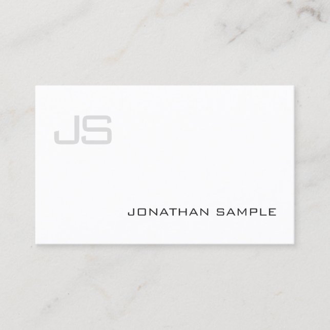 Classy Professional Monogram Sleek Modern Plain Business Card (Front)