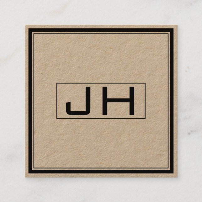 Classy Professional Monogram Square Business Card (Front)