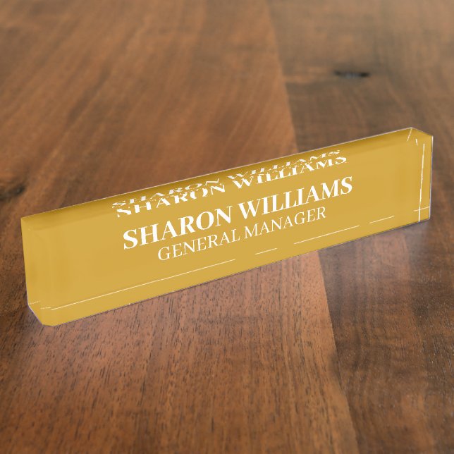 Classy Professional Mustard Office Title Desk Nameplate (Side)