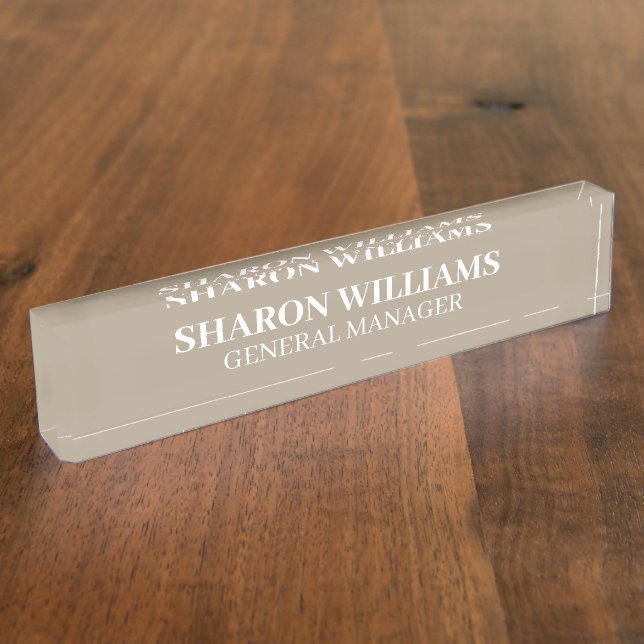 Classy Professional Taupe Beige Office Title Desk Nameplate (Side)