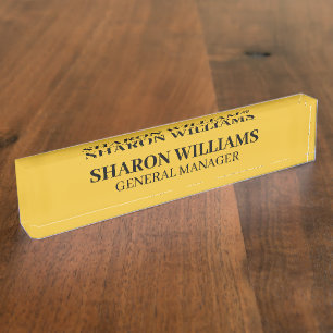 Classy Professional Yellow Office Title Desk Nameplate