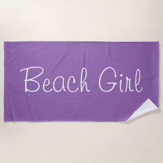 Classy Purple Beach Girl Design Beach Towel