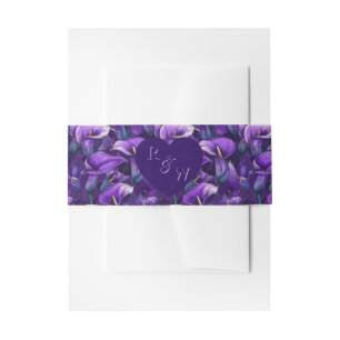 Classy Purple Calla Lilies Garden Tropical Wedding Invitation Belly Band