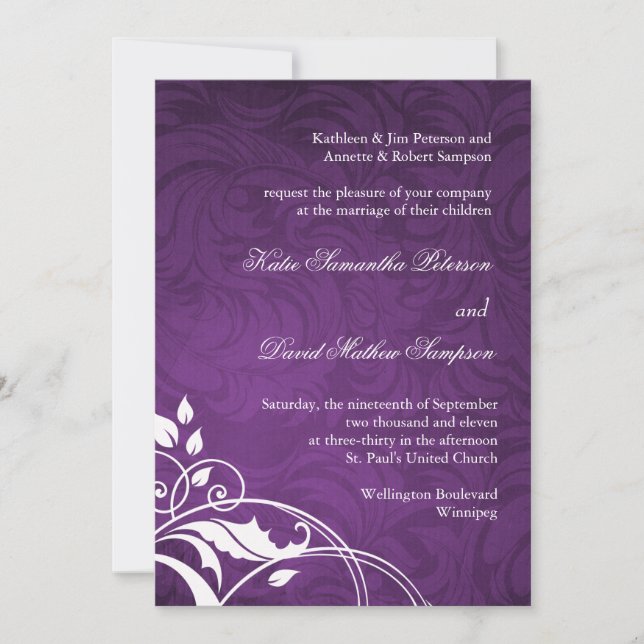 Classy Purple Wedding Invitation (Front)