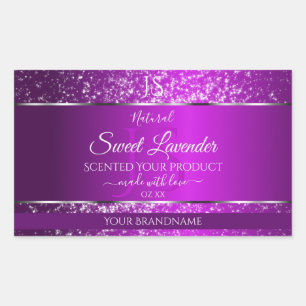 Classy Purple with Glitter Initials Product Labels