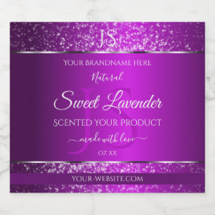 Classy Purple with Glitter Initials Product Labels