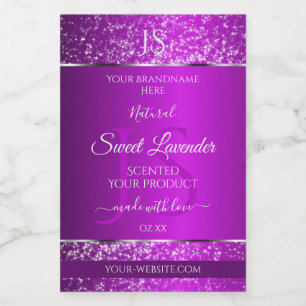 Classy Purple with Glitter Initials Product Labels