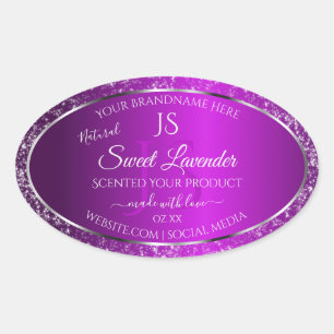 Classy Purple with Glitter Initials Product Labels