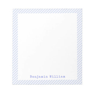 Classy Quartz Blue And White Minimal Striped Frame Notepad
