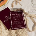 Classy Raspberry Ivory Old Money Wedding Details Enclosure Card<br><div class="desc">Simple and stylish retro colorful wedding guest info details. With bold raspberry background and ivory text layout with whimsical old money classy wordings. All the info are customizable as website,  transportation,  accommodation . Grab it along with other products from this classy hand made retro wedding suite.</div>