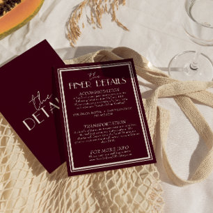 Classy Raspberry Ivory Old Money Wedding Details Enclosure Card