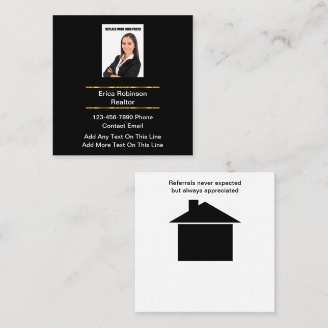 Classy Real Estate Agent Upscale Business Cards (Front/Back)