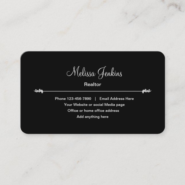 Classy Real Estate Elegant Business Card (Front)