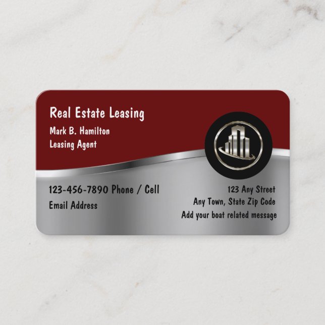 Classy Real Estate Leasing Agent Business Card (Front)