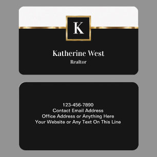 Classy Real Estate Monogram Business Cards