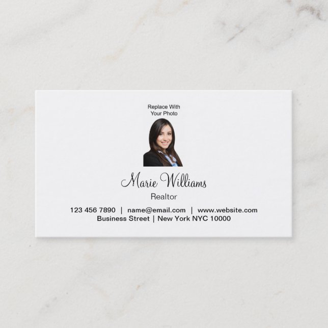 Classy Realtor Photo Template Business Cards (Front)