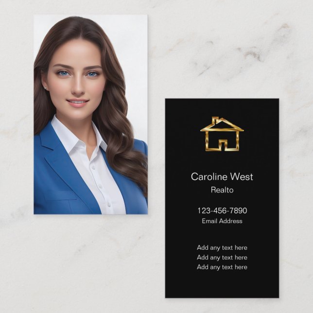Classy Realtor Portrait Silk Style Business Cards (Front/Back)