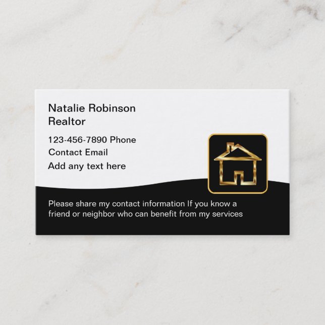 Classy Realtor Real Estate Business Cards (Front)