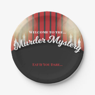 Classy Red and Black Murder Mystery Dinner Paper Plate