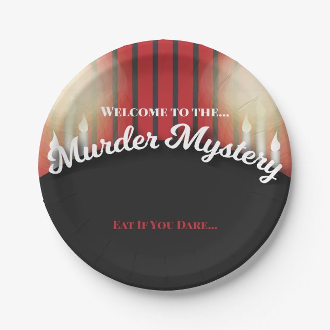 Classy Red and Black Murder Mystery Dinner Paper Plate (Front)