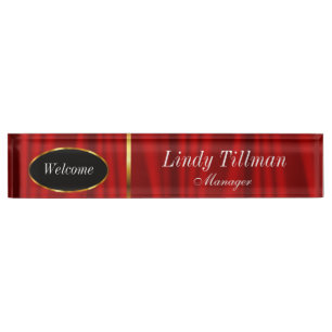 Classy Red and Gold Personalise Nameplate