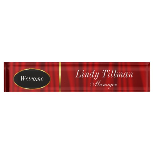 Classy Red and Gold | Personalise Nameplate (Front)