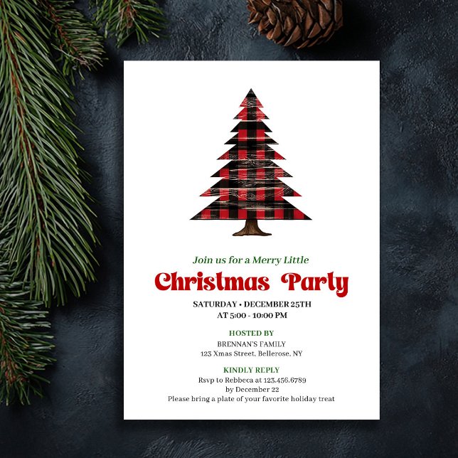 Classy Red Black Plaid Festive Editable Invite (Classy Red Black Plaid Festive Editable Invite)