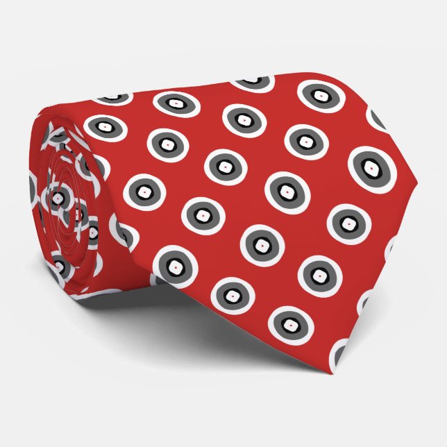 Classy Red Black White Dot Pattern Tie (Rolled)