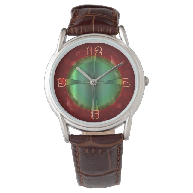 Classy Red Green Design >Men's Leather Watche Watch (Front)