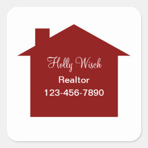 Classy Red House Symbol Realtor Sticker Labels