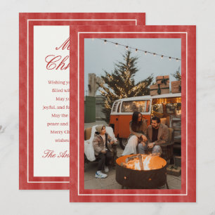 Classy Red Stylish Frame Photo Old Money Christmas Holiday Card