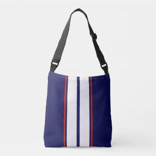 Classy Red, White, and Blue Racing Stripes Crossbody Bag